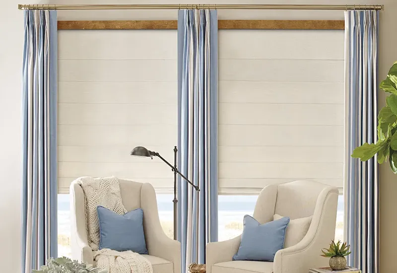 Residential, living room window treatment