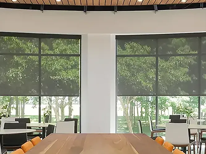 Draper commercial window covering with large table