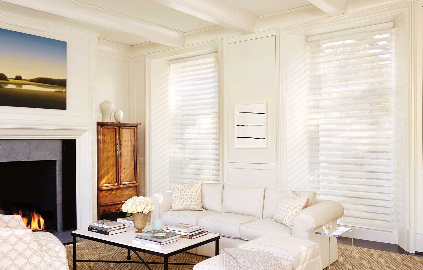 Sheer silhouette blinds in living room